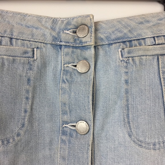 Topshop Moto Button Down Denim Skirt Light Wash 8 - Picture 2 of 7